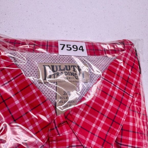 Duluth Trading Fishing Performance Shirt Mens 3XL Red Plaid Vented Outdoor Hike - Picture 12 of 12